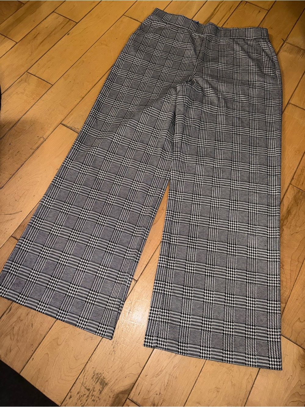 Plaid Wide-Leg women’s  Pants - Gray